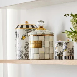 MacKenzie-Childs Sterling Check Small Canister| Room Accents|Kitchen Storage & Organization