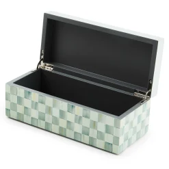 MacKenzie-Childs Sterling Check Small Lacquer Decorative Box with Hinged Lid| Room Accents