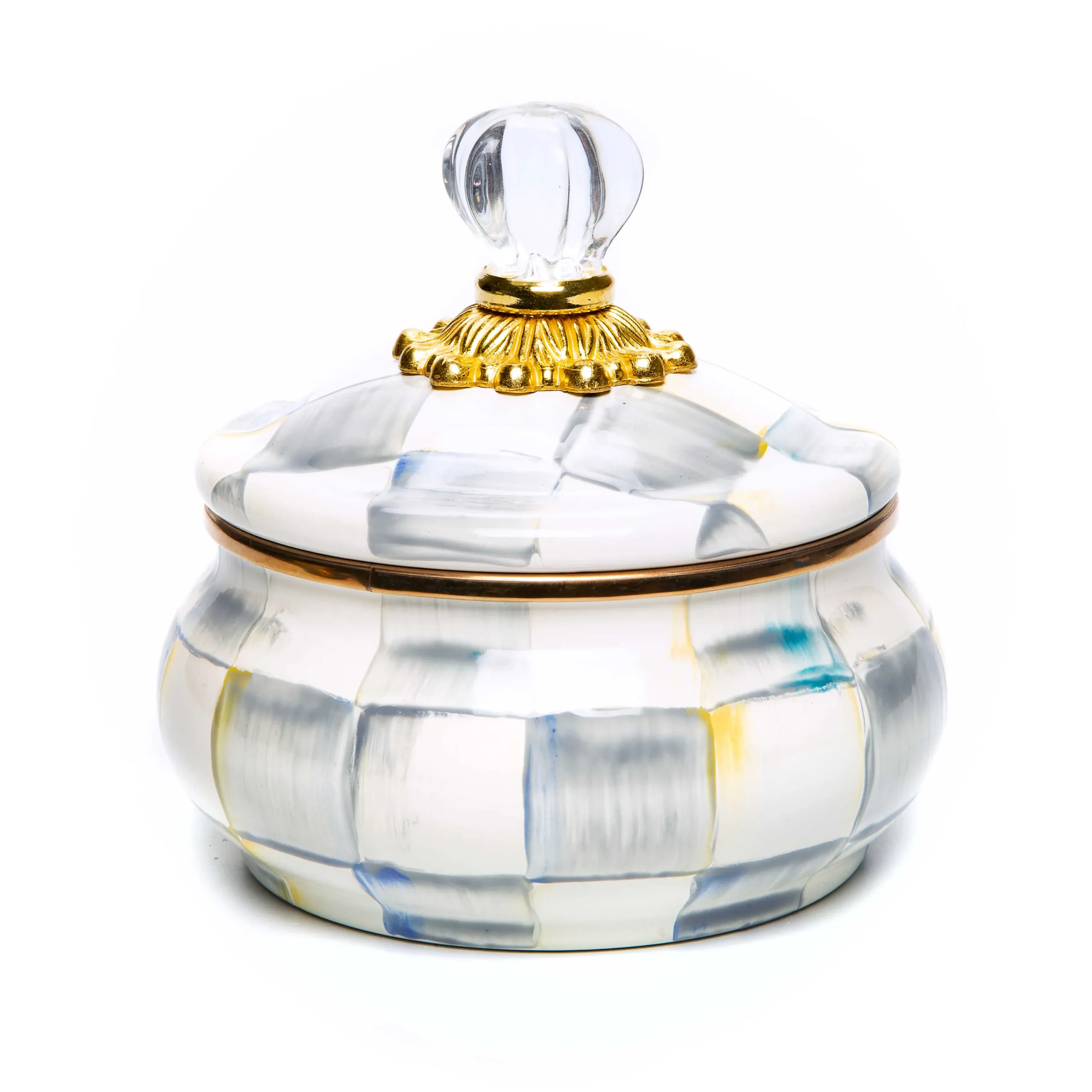 MacKenzie-Childs Sterling Check Squashed Pot| Bath & Bath Accessories|Room Accents