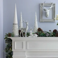 MacKenzie-Childs Sterling Check Standing Silver Garland Deer| Holiday|Room Accents