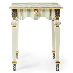 MacKenzie-Childs Sterling Check Stripe Side Table| Living Room