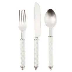 MacKenzie-Childs Sterling Check Supper Club 3-Piece Place Setting| Fall Entertaining|Dinnerware & Flatware