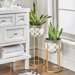 MacKenzie-Childs Sterling Check Tall Plant Stand| Outdoor|Room Accents