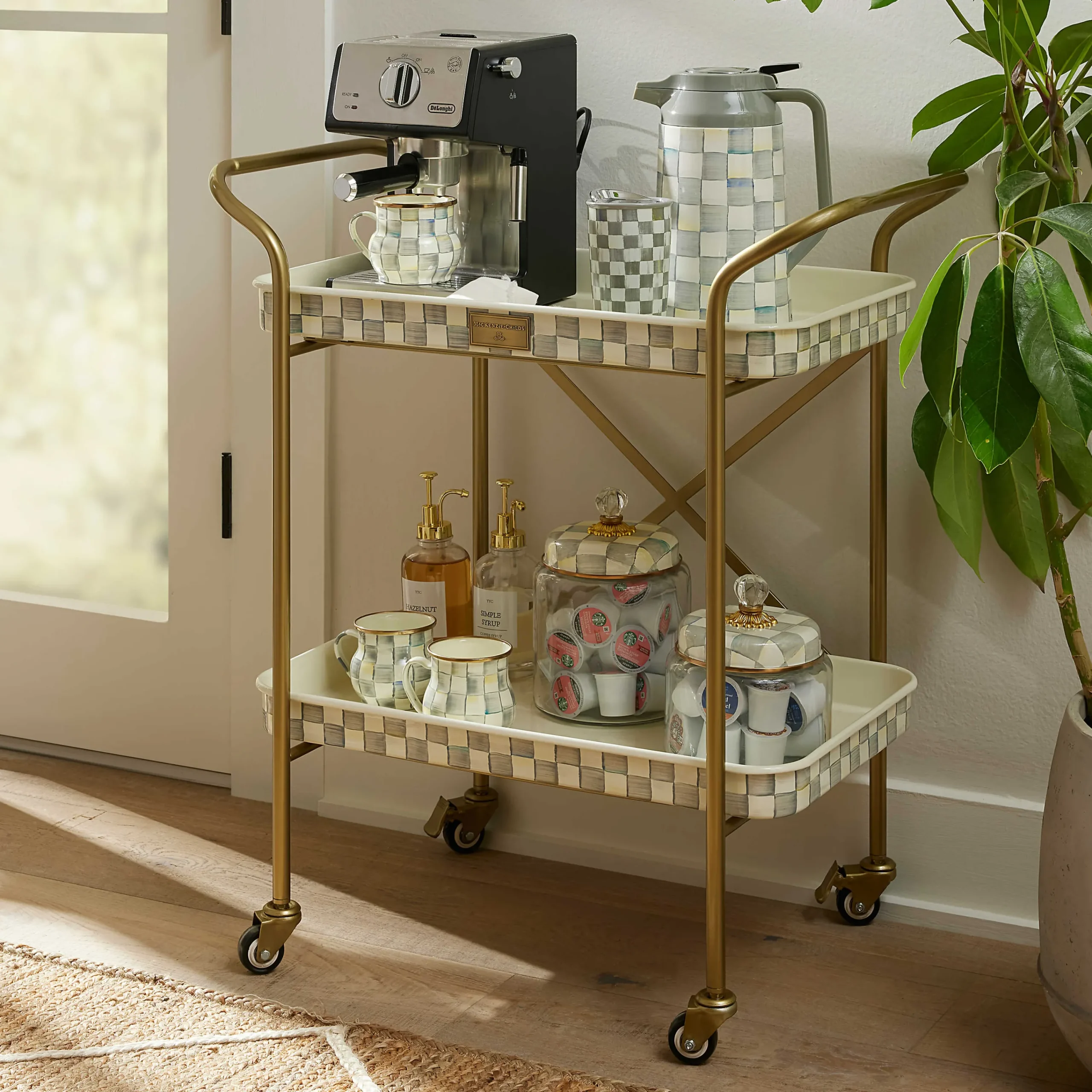 MacKenzie-Childs Sterling Check 2-Tier Kitchen Cart| Dining Room & Kitchen|Bar Entertaining