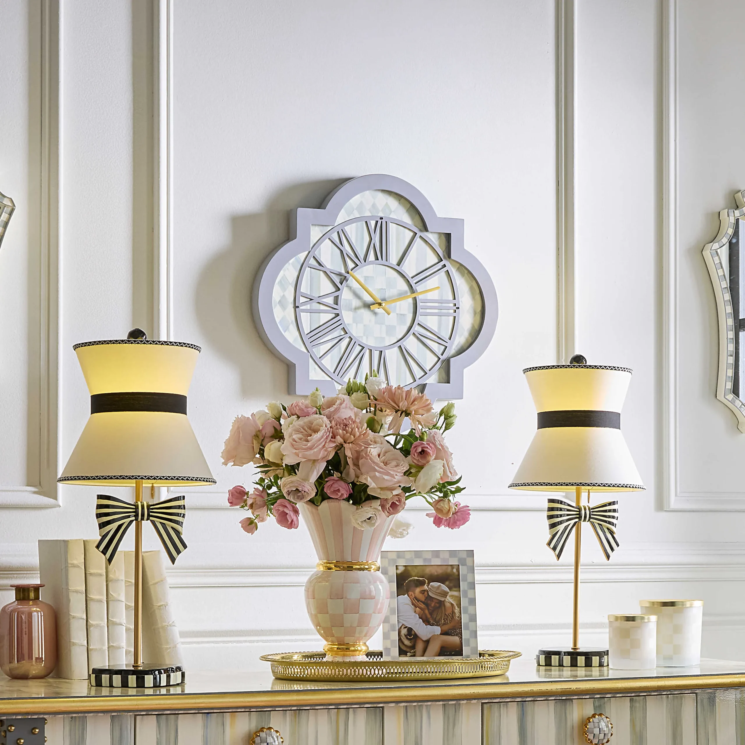MacKenzie-Childs Sterling Check Tile Wall Clock| Room Accents