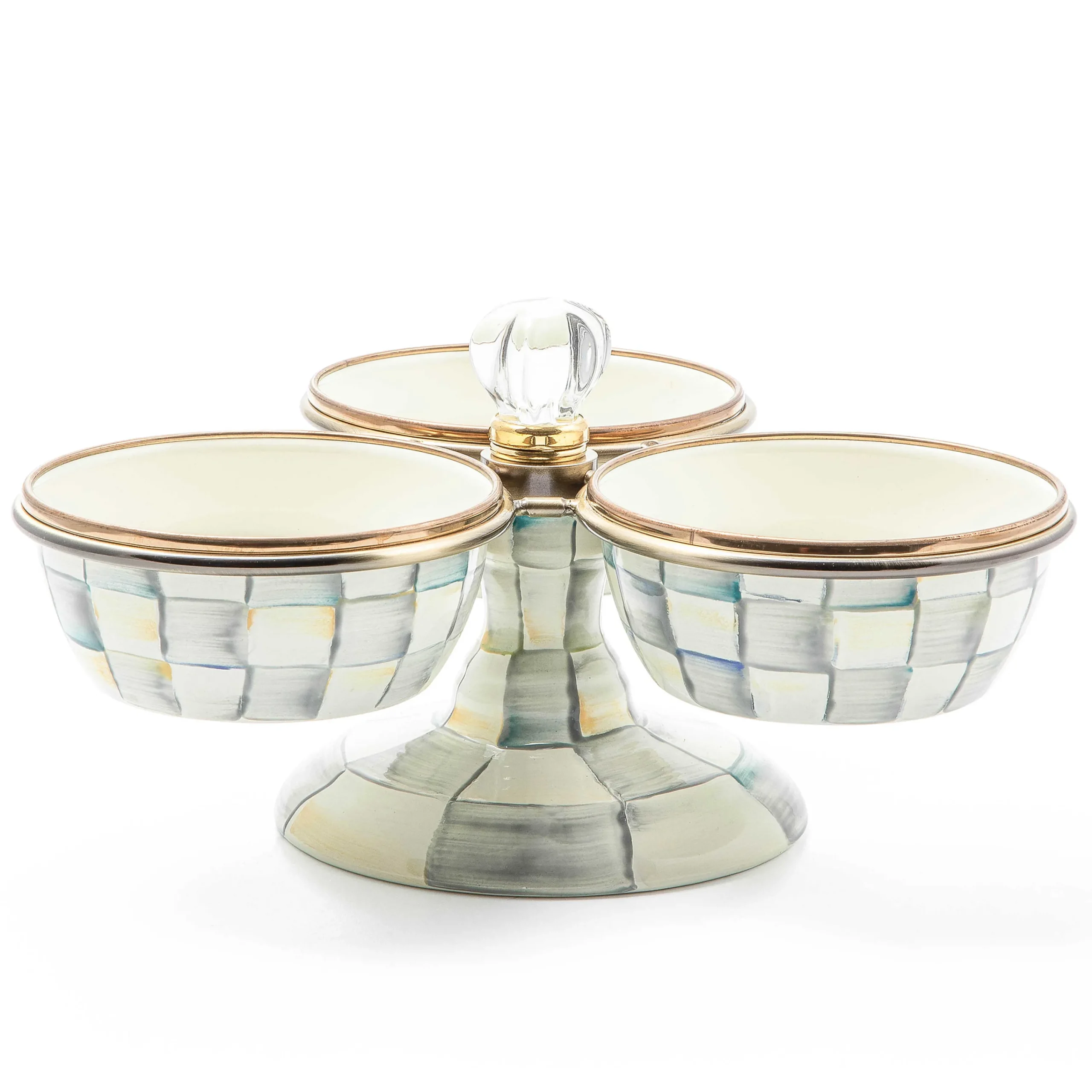 MacKenzie-Childs Sterling Check Triplicity| Bar Entertaining|Serveware