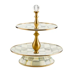 MacKenzie-Childs Sterling Check Two Tier Sweet Stand| Fall Entertaining|Serveware