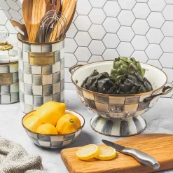 MacKenzie-Childs Sterling Check Utensil Holder| Kitchen Storage & Organization