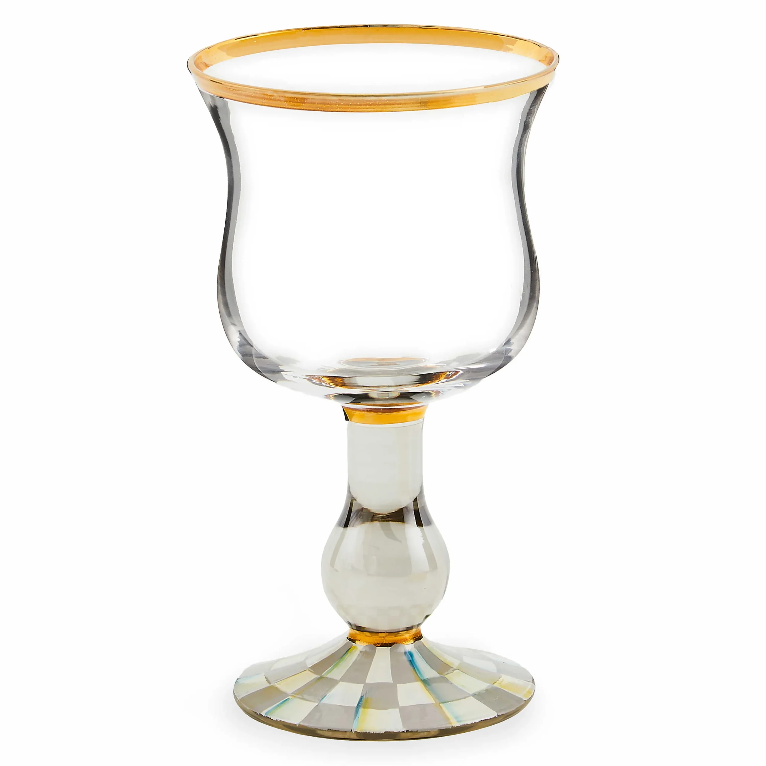MacKenzie-Childs Sterling Check Wine Glass| Fall Entertaining|Drinkware