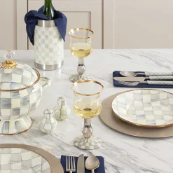 MacKenzie-Childs Sterling Check Wine Glass| Fall Entertaining|Drinkware