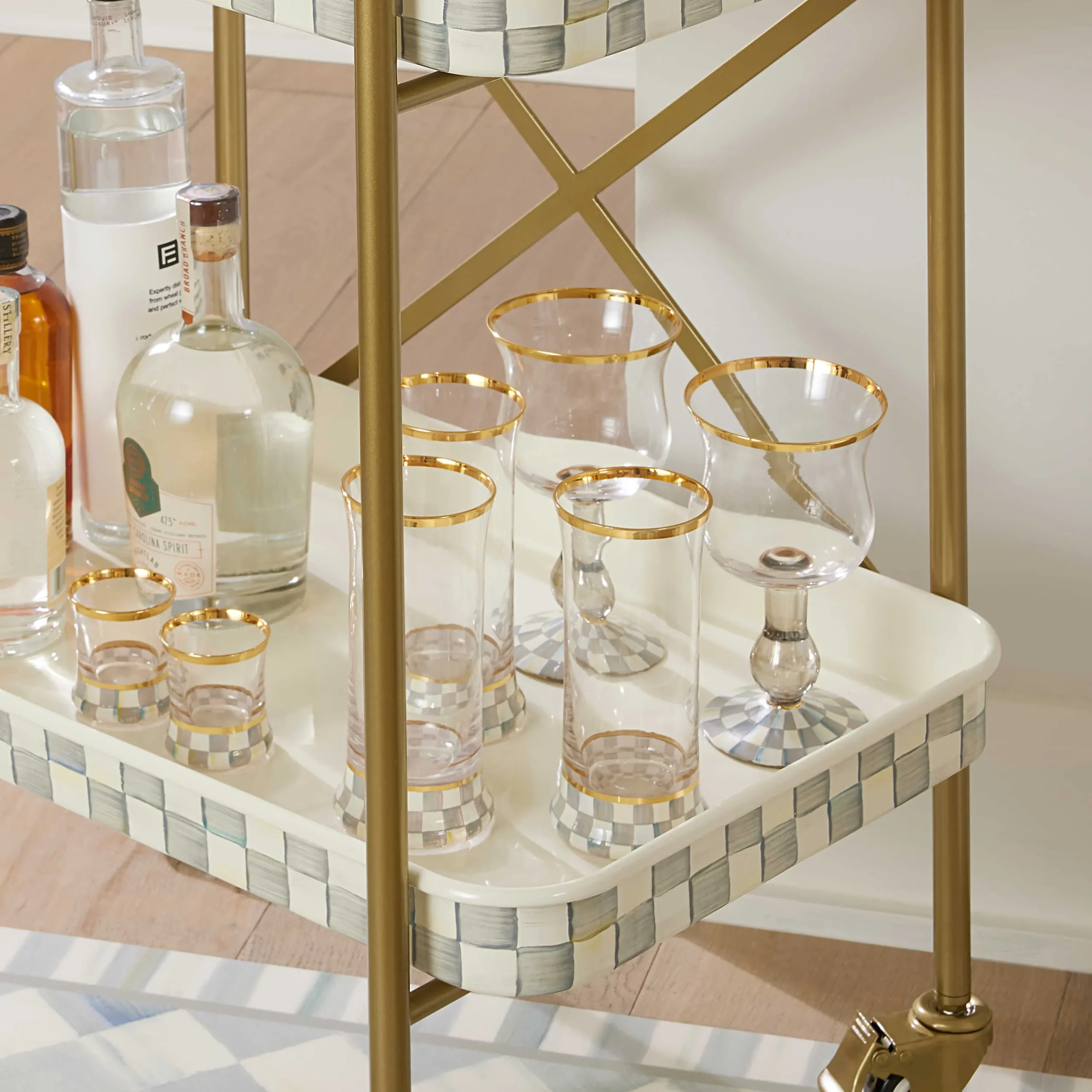 MacKenzie-Childs Sterling Check Wine Glass| Fall Entertaining|Drinkware