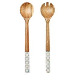 MacKenzie-Childs Sterling Check Wood Salad Servers| Fall Entertaining|Serveware
