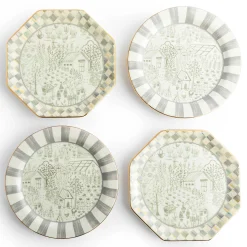 MacKenzie-Childs Sterling Cottage Dessert Plates, Set of 4| Spring|Dinnerware & Flatware