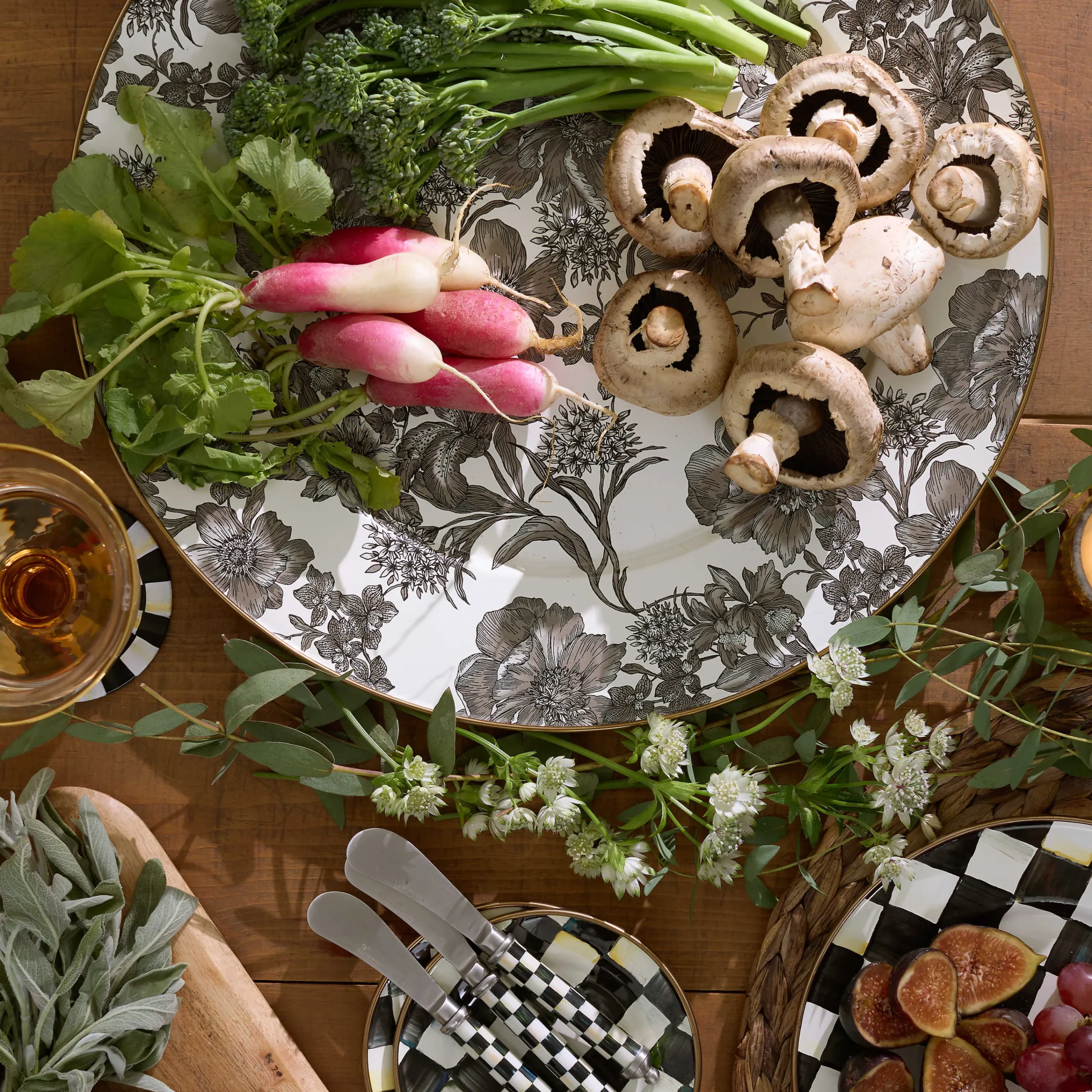 MacKenzie-Childs Sterling English Garden Enamel Serving Platter| Spring|Bar Entertaining
