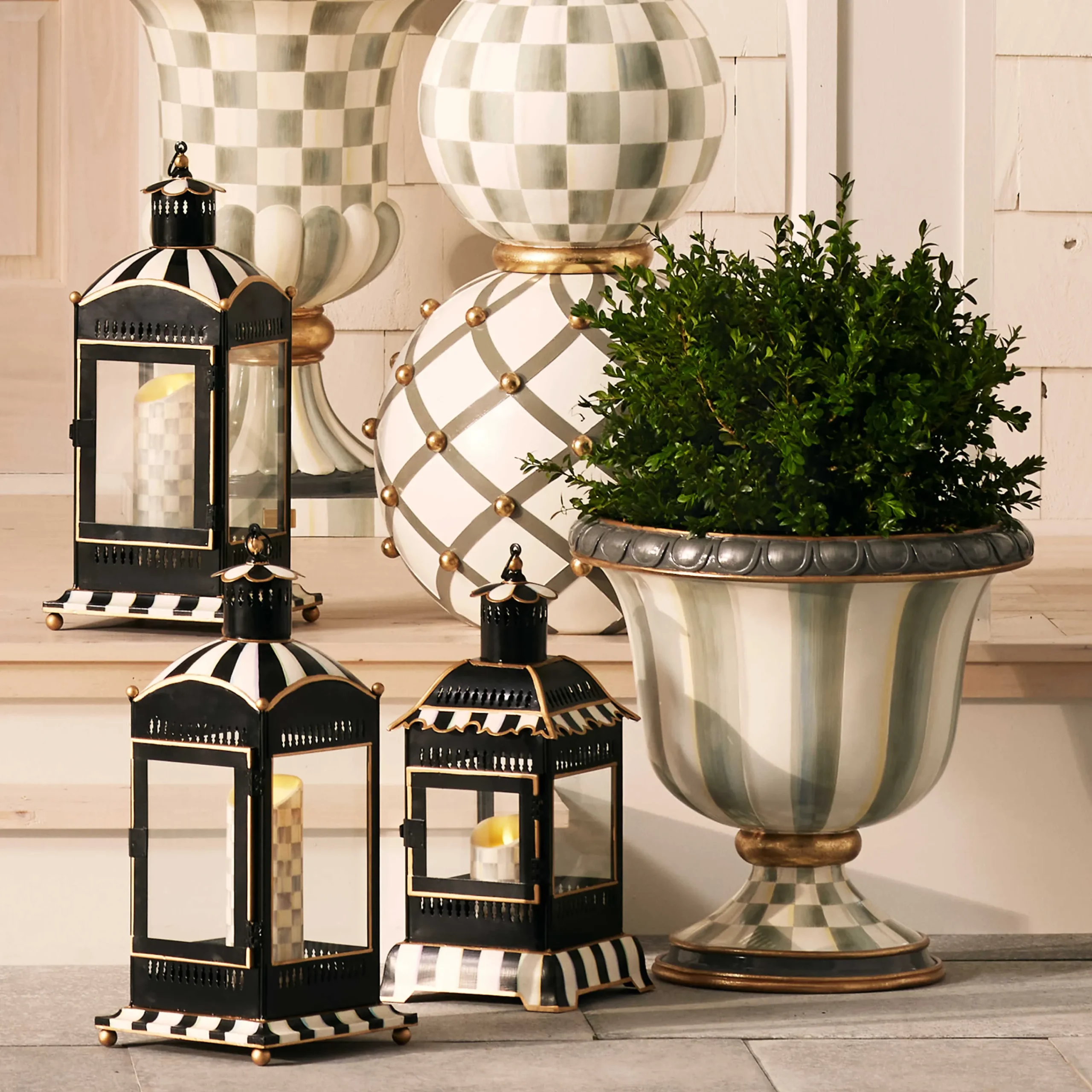 MacKenzie-Childs Sterling Stripe Urn| Spring|The Fall Shop