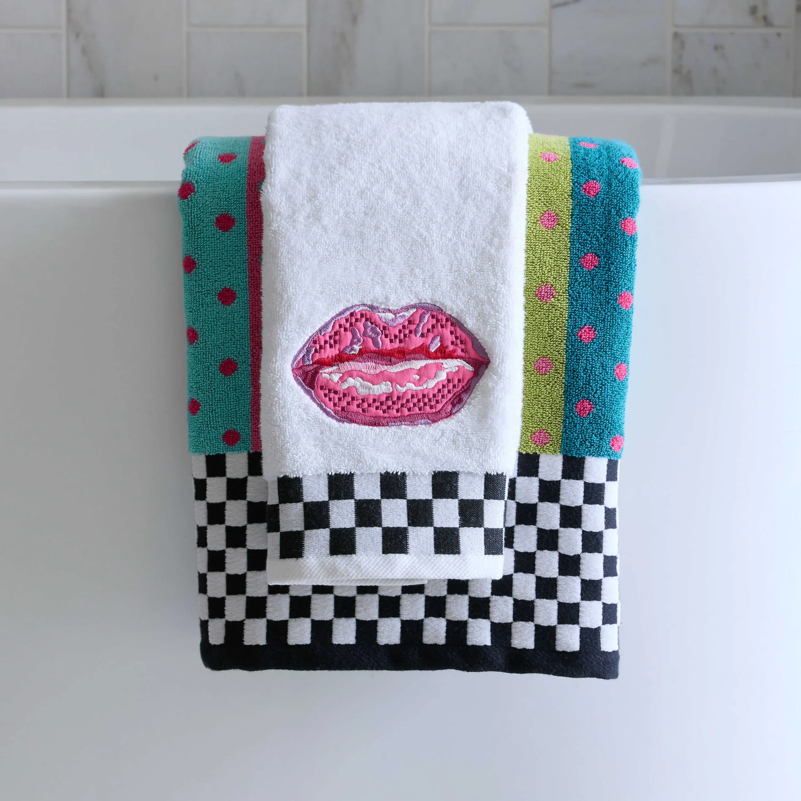 MacKenzie-Childs Stripe Dot Confetti Bath Towel| Bath & Bath Accessories