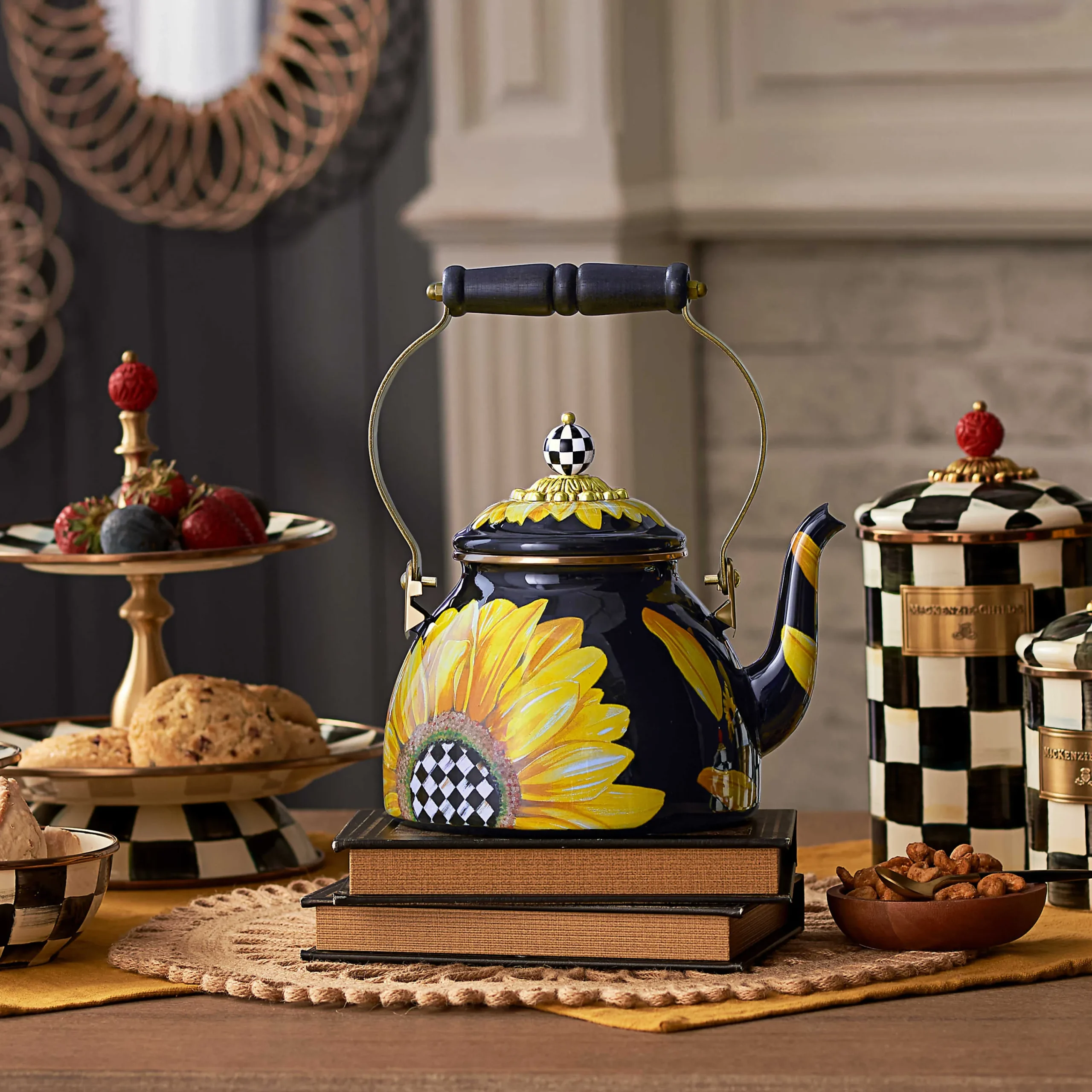 MacKenzie-Childs Sunflower 2 Quart Tea Kettle| Fall Entertaining|Tea Kettles