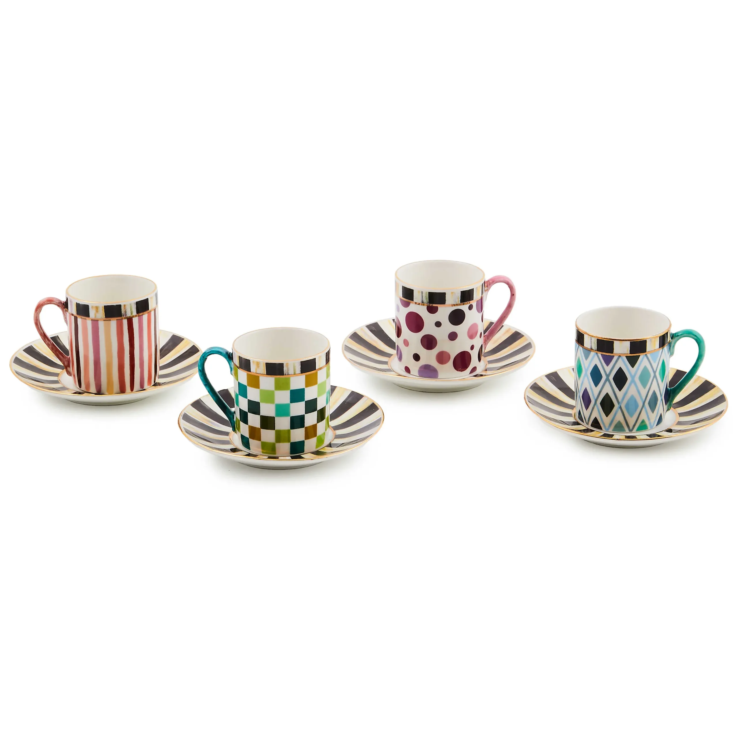 MacKenzie-Childs Sweetheart Espresso Cup Saucer, Set of 4| Kitchen & Dining Sets|The Coffee Shop