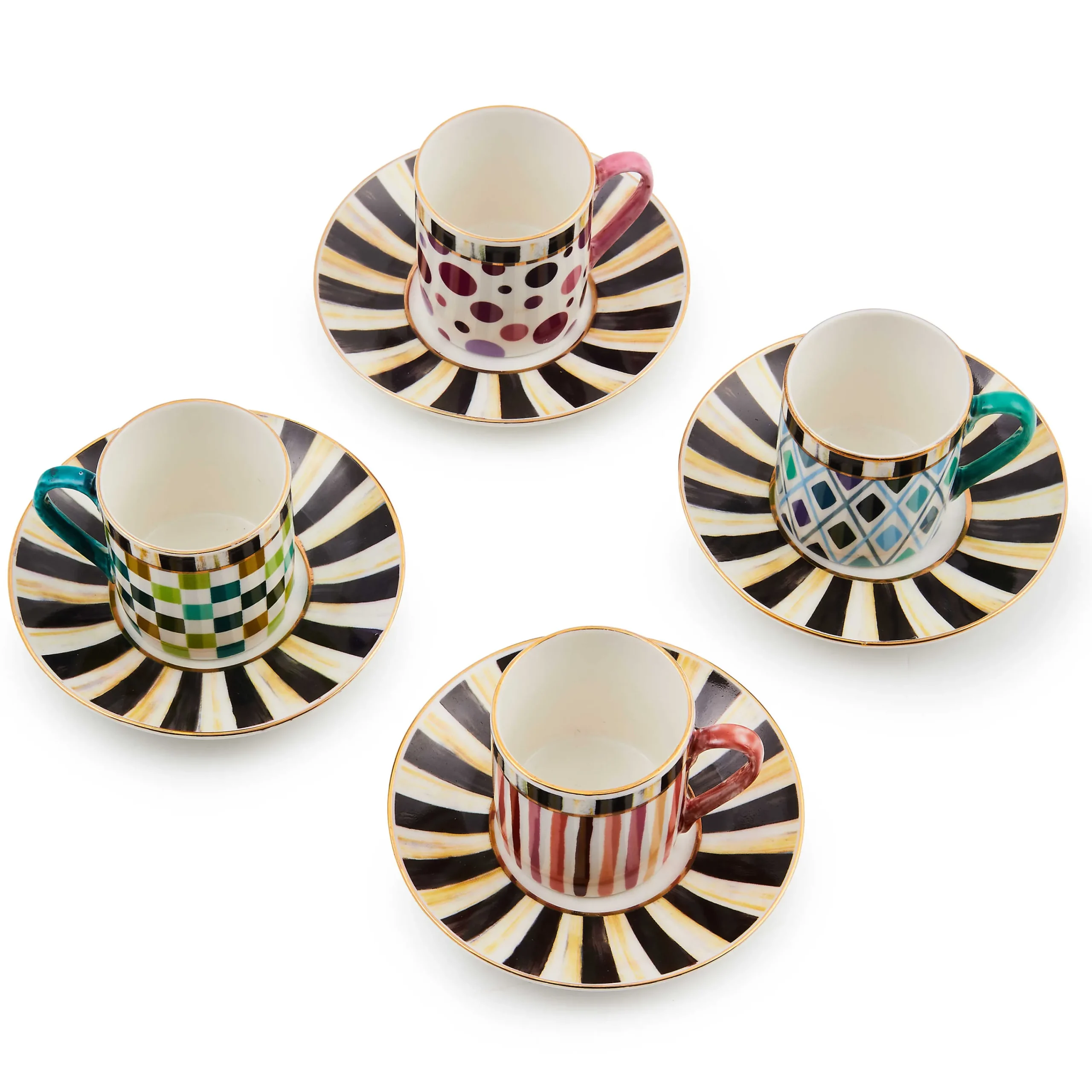 MacKenzie-Childs Sweetheart Espresso Cup Saucer, Set of 4| Kitchen & Dining Sets|The Coffee Shop