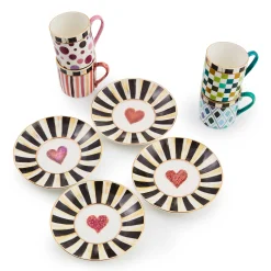 MacKenzie-Childs Sweetheart Espresso Cup Saucer, Set of 4| Kitchen & Dining Sets|The Coffee Shop
