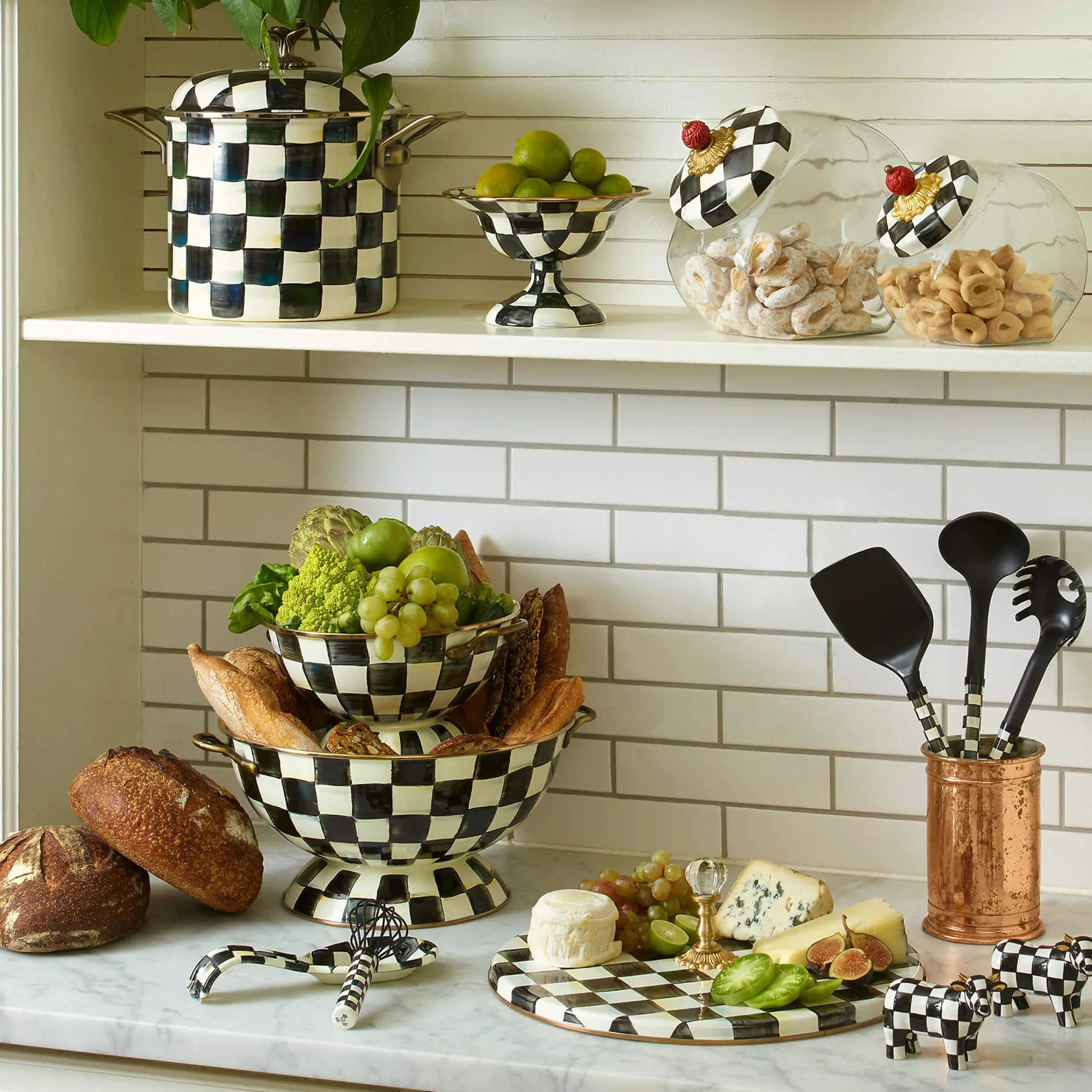 MacKenzie-Childs Sweets Jar with Courtly Check Enamel Lid| Kitchen Storage & Organization