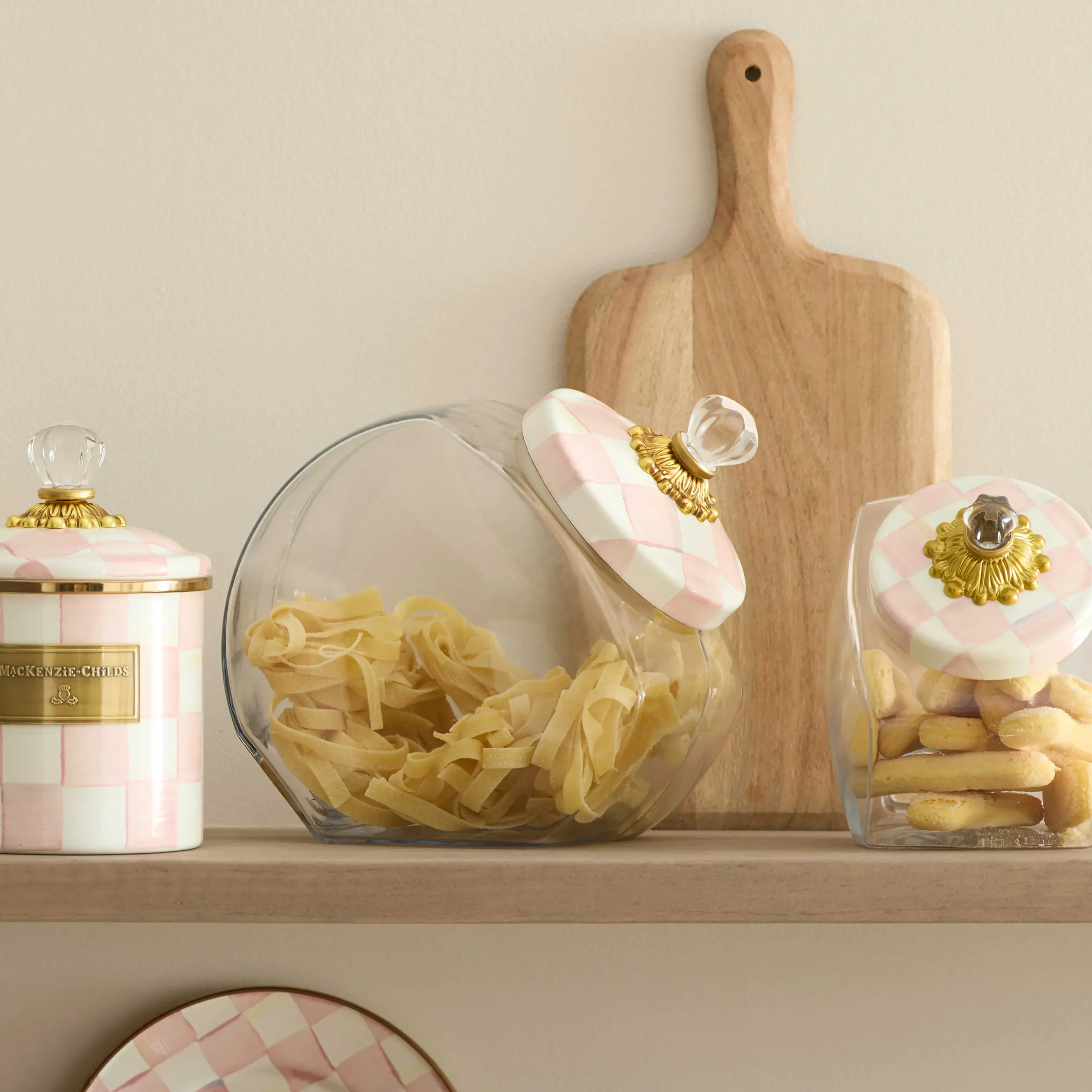 MacKenzie-Childs Sweets Jar with Rosy Check Enamel Lid| Spring|Kitchen Storage & Organization