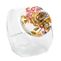 MacKenzie-Childs Sweets Jar with White Flower Market Lid| Kitchen Storage & Organization