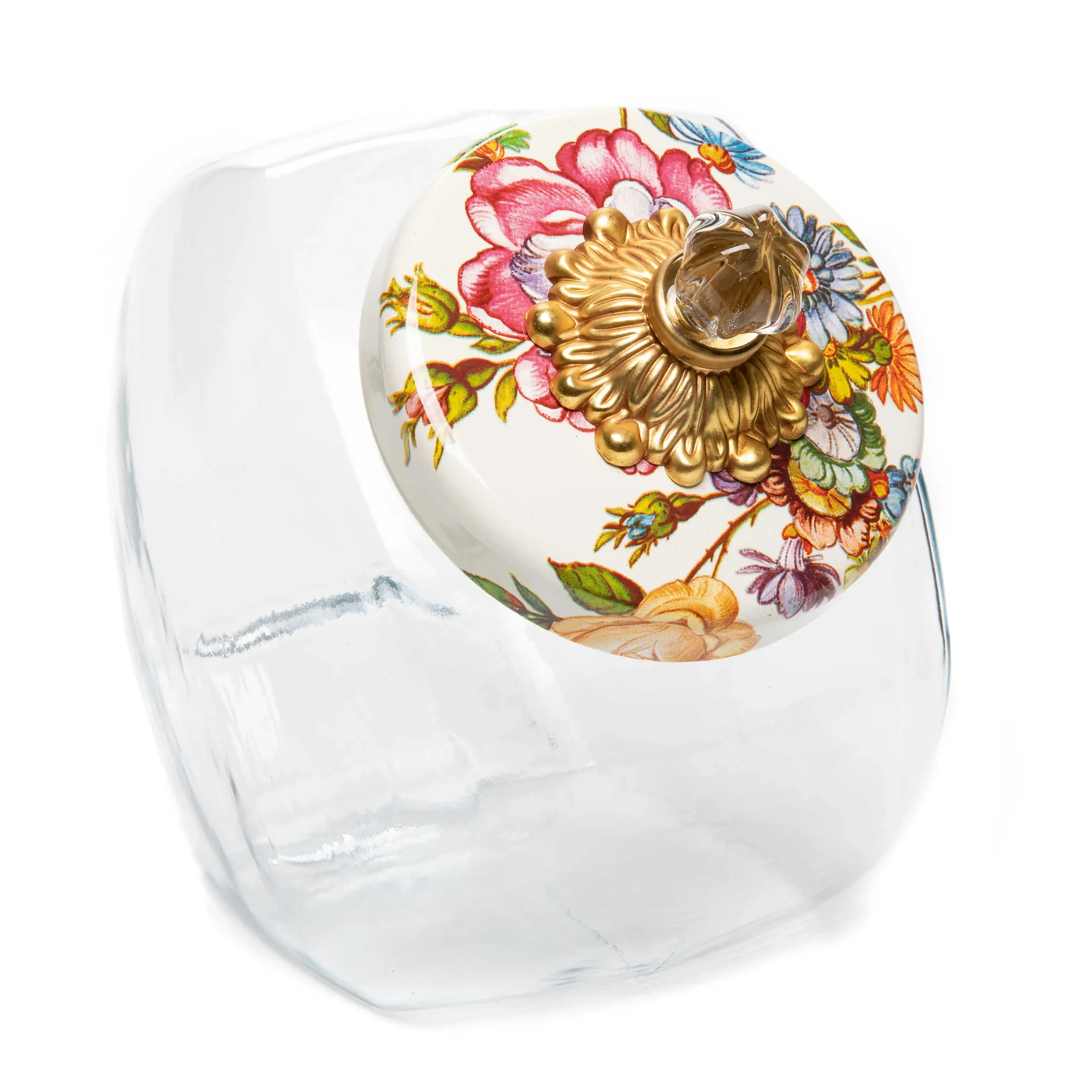 MacKenzie-Childs Sweets Jar with White Flower Market Lid| Kitchen Storage & Organization