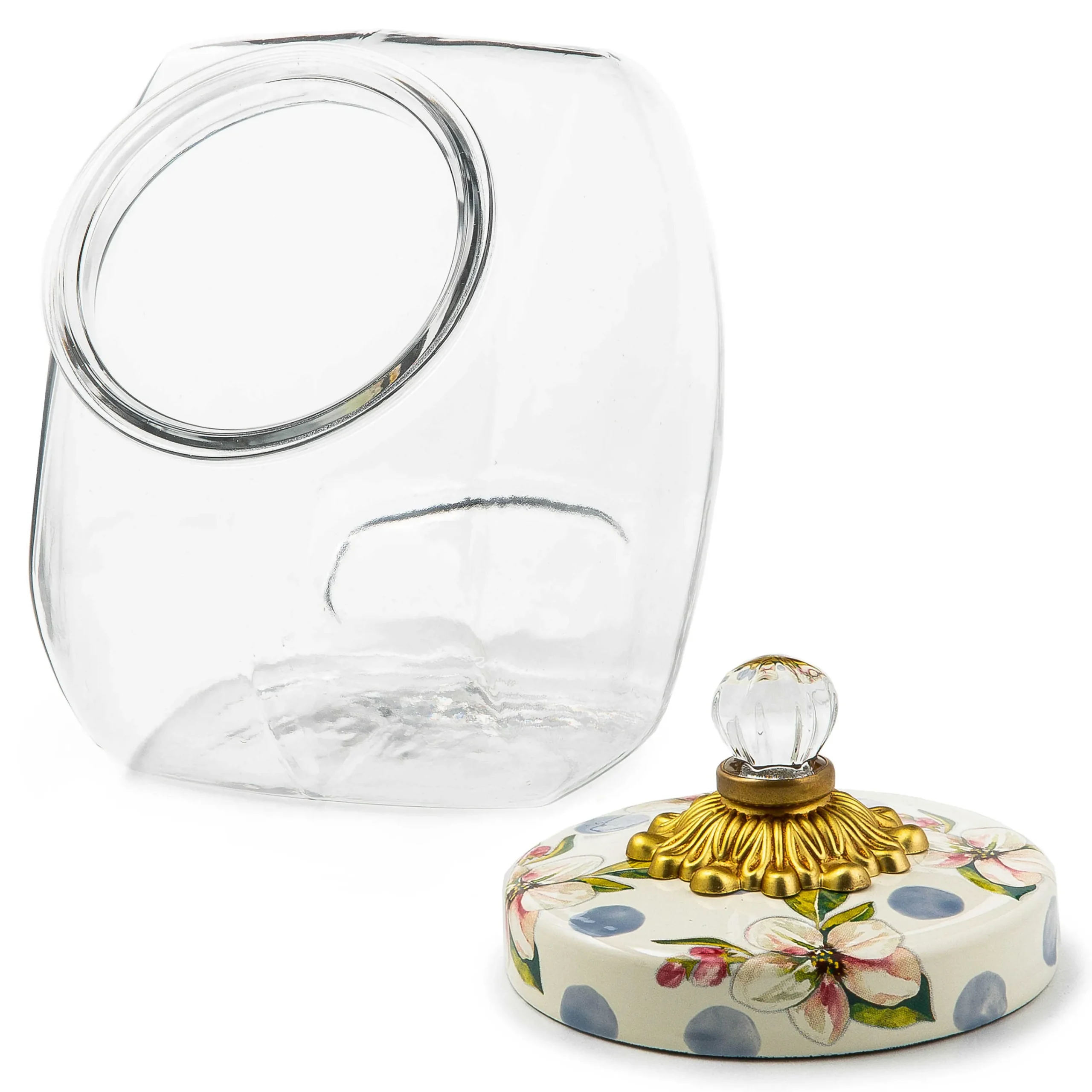 MacKenzie-Childs Sweets Jar with Wildflowers Blue Lid| Kitchen Storage & Organization