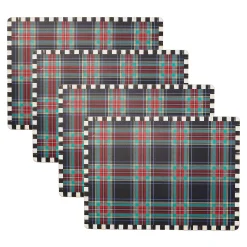 MacKenzie-Childs Tartan Black Cork Back Placemats, Set of 4| Kitchen & Dining Sets|Table Accessories