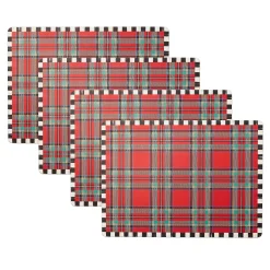 MacKenzie-Childs Tartan Red Cork Back Placemats, Set of 4| Kitchen & Dining Sets|Table Accessories