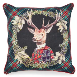 MacKenzie-Childs Tartan Stag Throw Pillow| Pillows, Throws, & Cushions