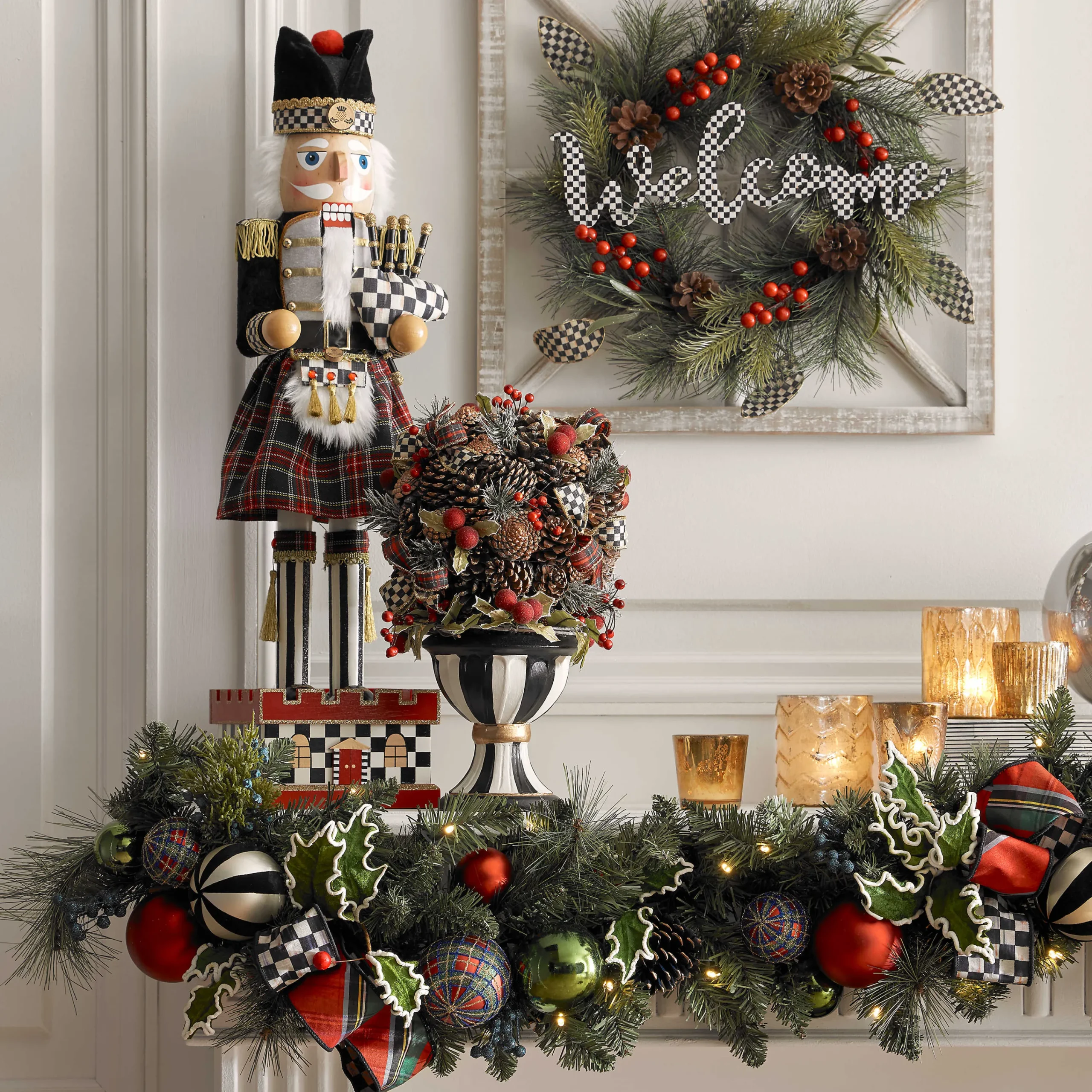 MacKenzie-Childs Tartastic Bagpiper Nutcracker| Holiday|Room Accents