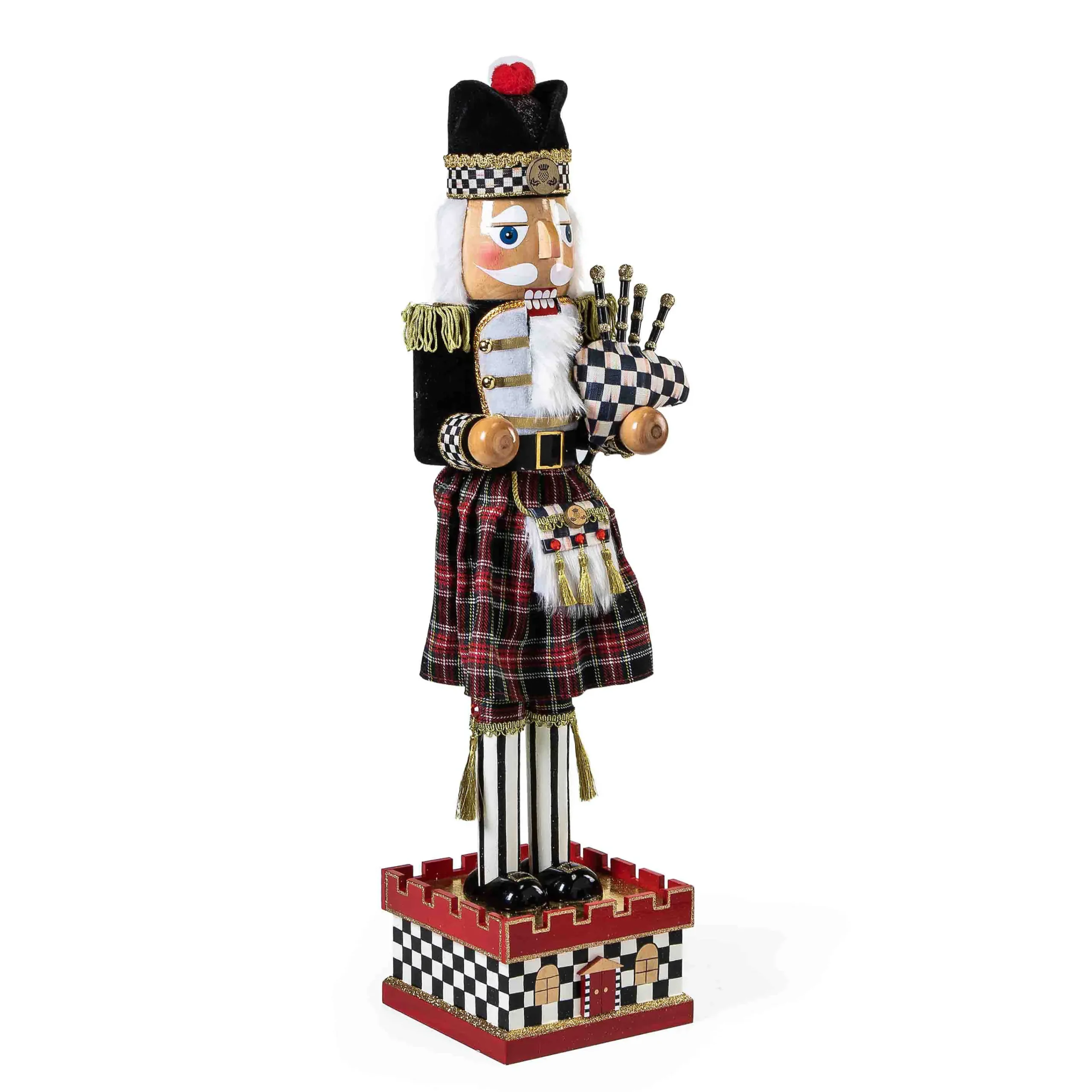 MacKenzie-Childs Tartastic Bagpiper Nutcracker| Holiday|Room Accents