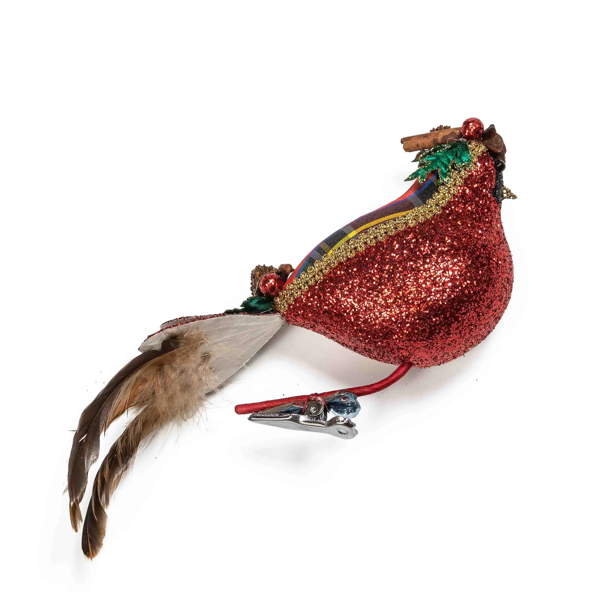 MacKenzie-Childs Tartastic Cardinal Clip| Holiday|Greenery & Florals
