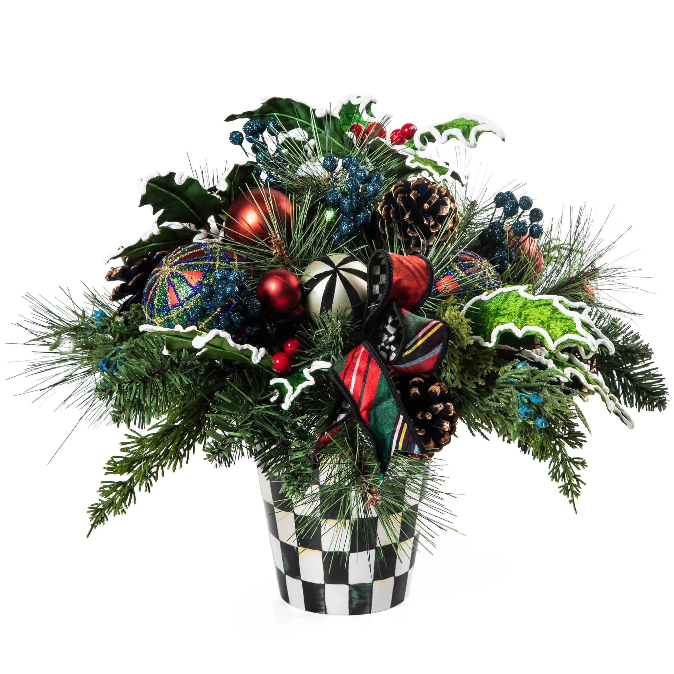 MacKenzie-Childs Tartastic Centerpiece| Holiday|Greenery & Florals