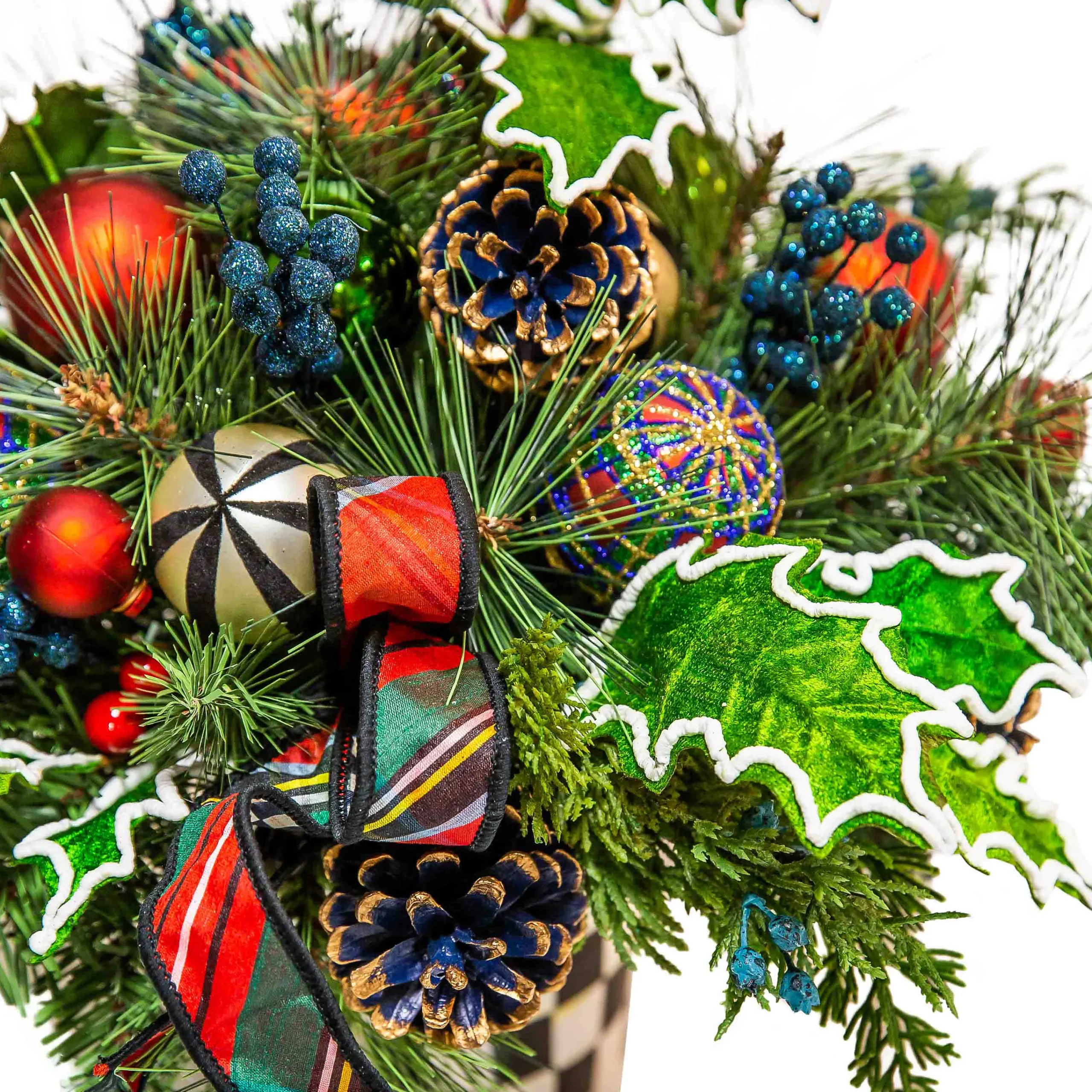 MacKenzie-Childs Tartastic Centerpiece| Holiday|Greenery & Florals