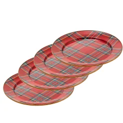 MacKenzie-Childs Tartastic Enamel Charger - Red, Set of 4| Holiday|Kitchen & Dining Sets