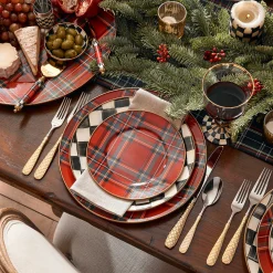 MacKenzie-Childs Tartastic Enamel Salad/Dessert Plate - Red| Holiday|Dinnerware & Flatware