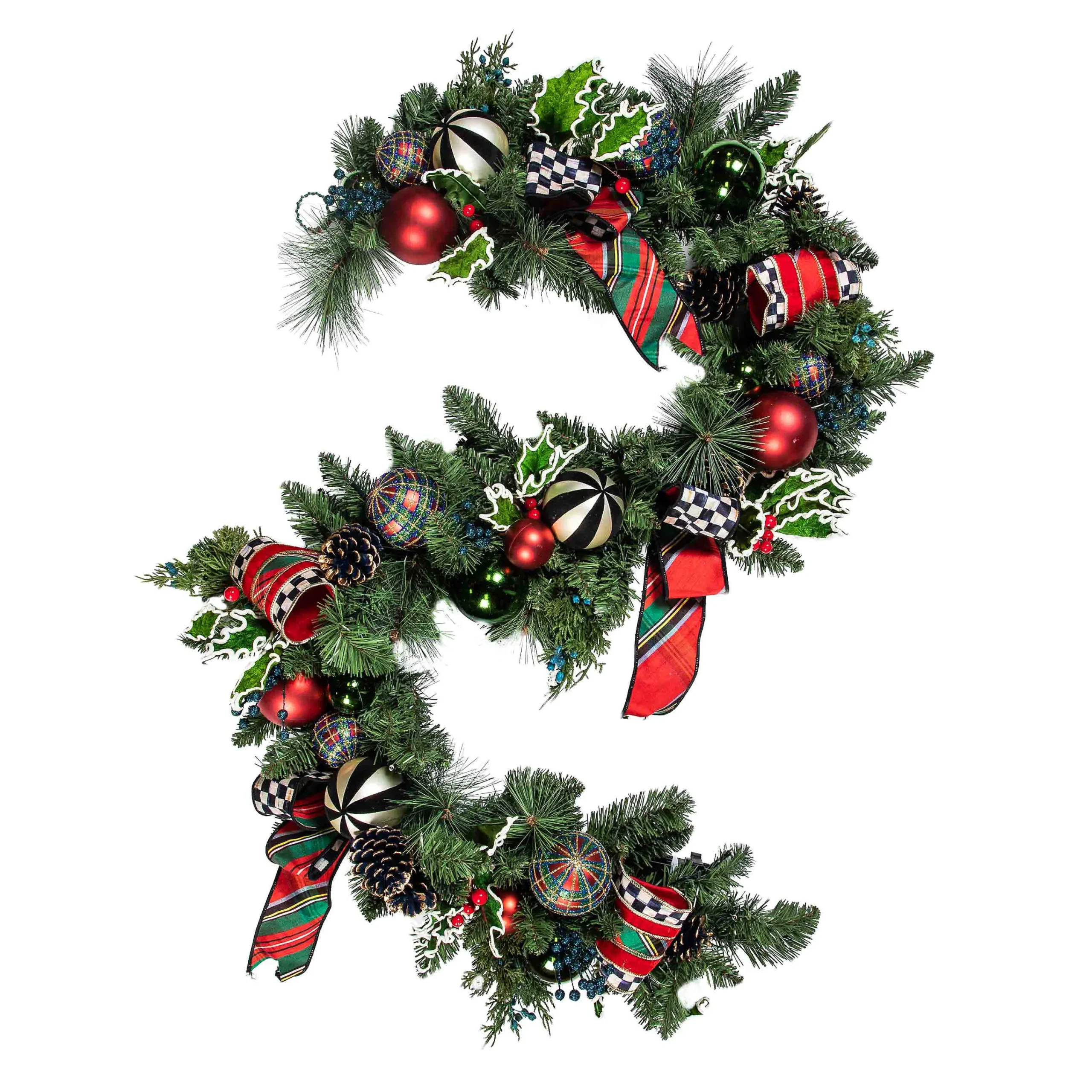 MacKenzie-Childs Tartastic Illuminated Garland| Holiday|Greenery & Florals