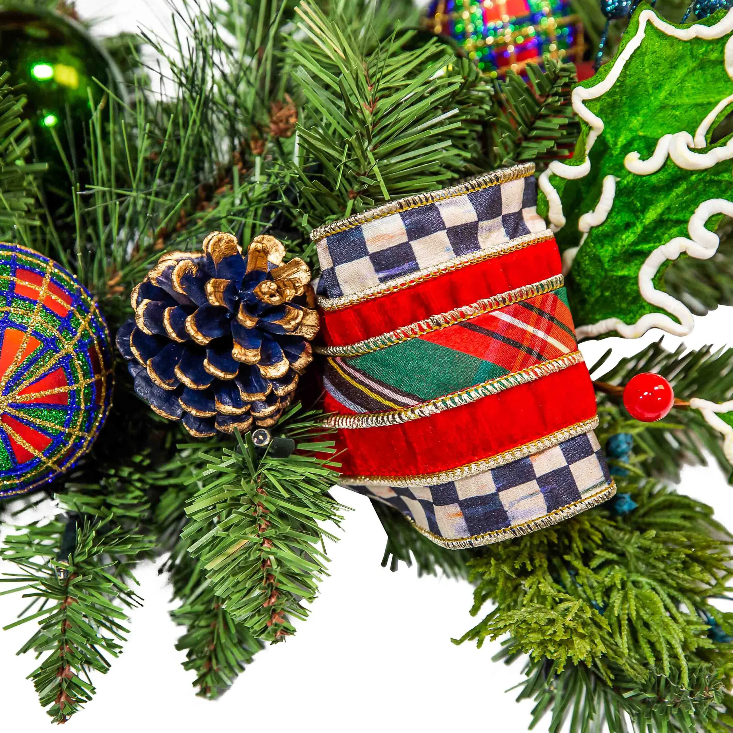MacKenzie-Childs Tartastic Illuminated Garland| Holiday|Greenery & Florals