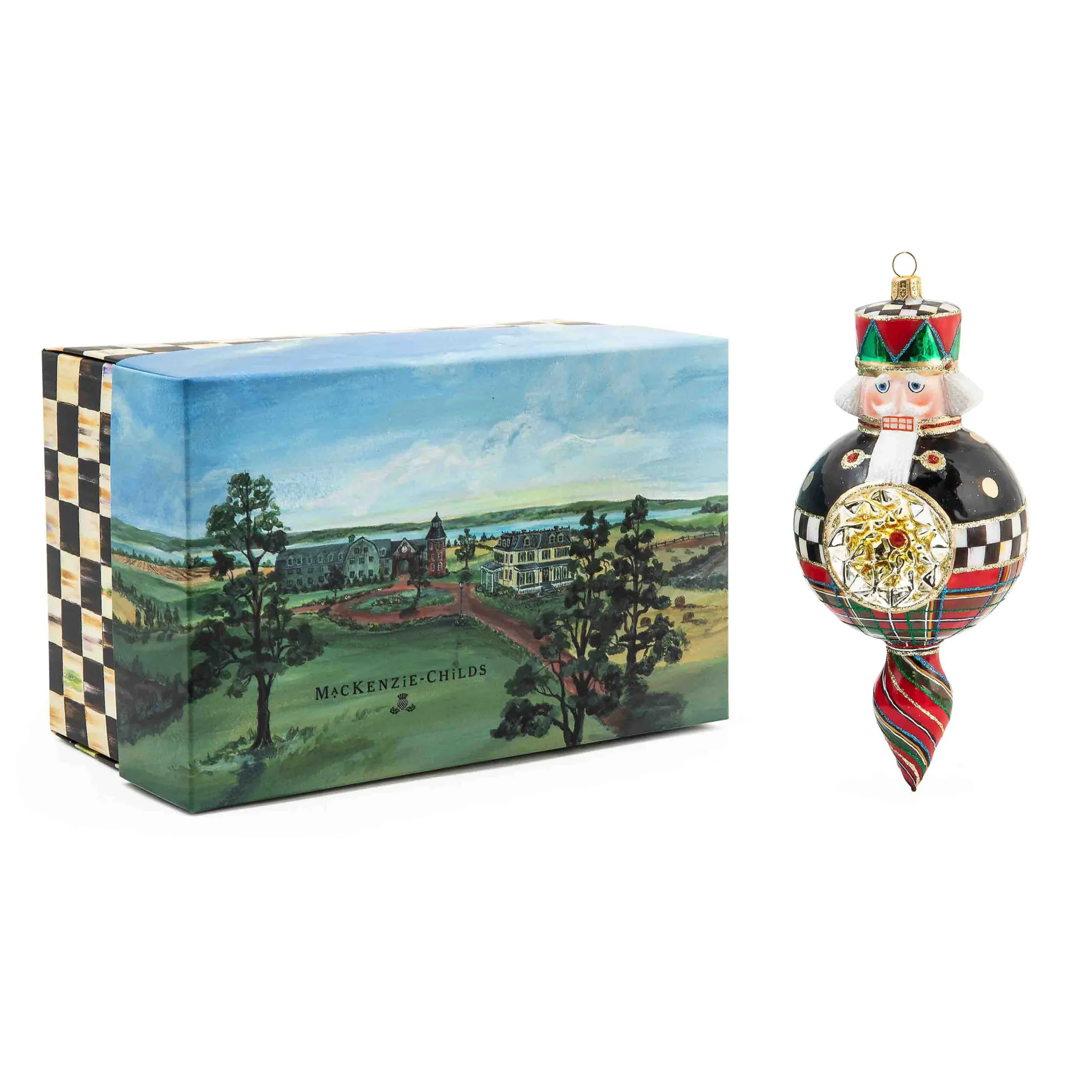 MacKenzie-Childs Tartastic Nutcracker Glass Ornament| Holiday