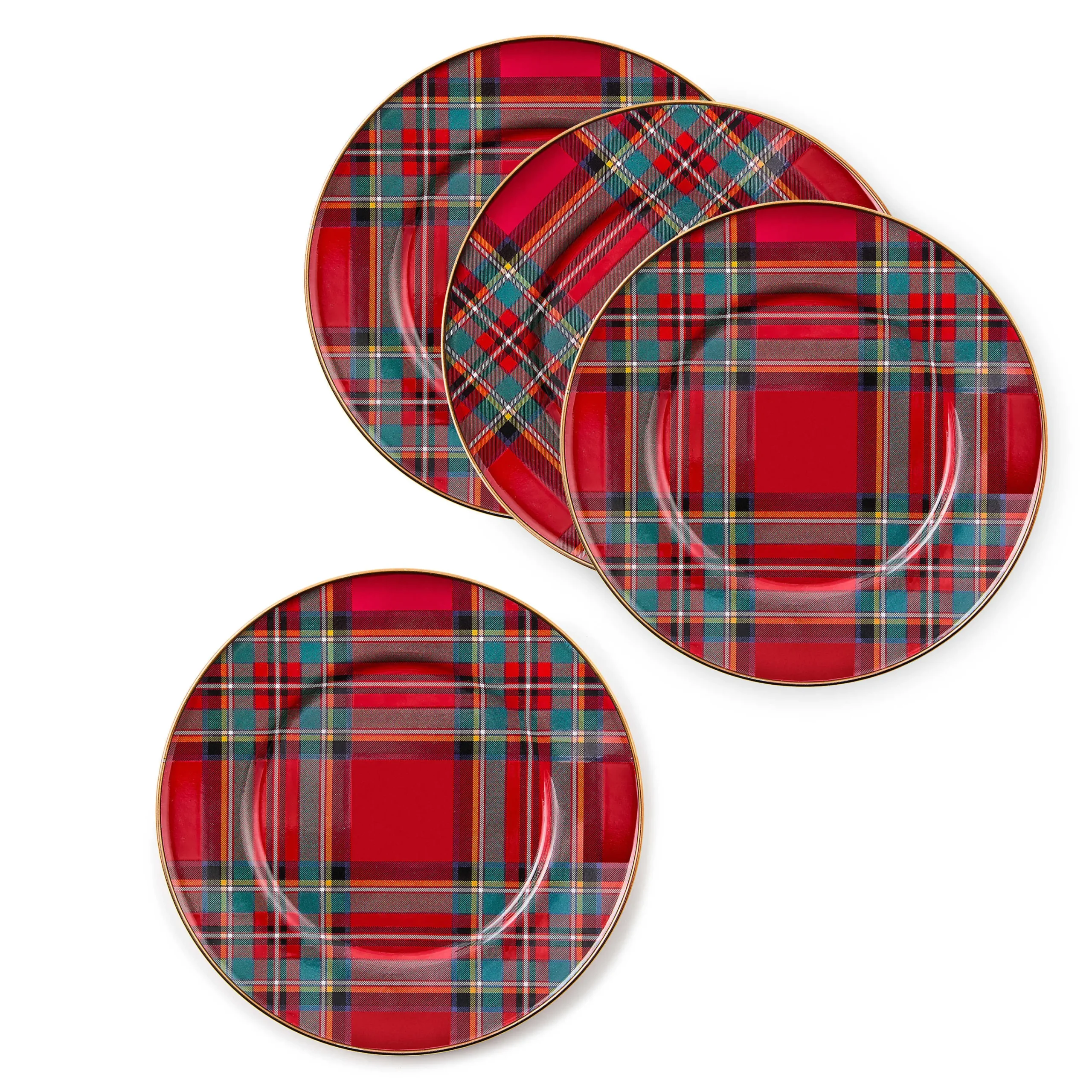 MacKenzie-Childs Tartastic Red Dinner Plates, Set of 4| Holiday|Kitchen & Dining Sets