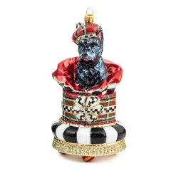MacKenzie-Childs Tartastic Scotty Surprise Glass Ornament| Holiday