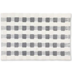 MacKenzie-Childs Texture Check Sterling  White Basic Bath Rug| Bath & Bath Accessories|Rugs