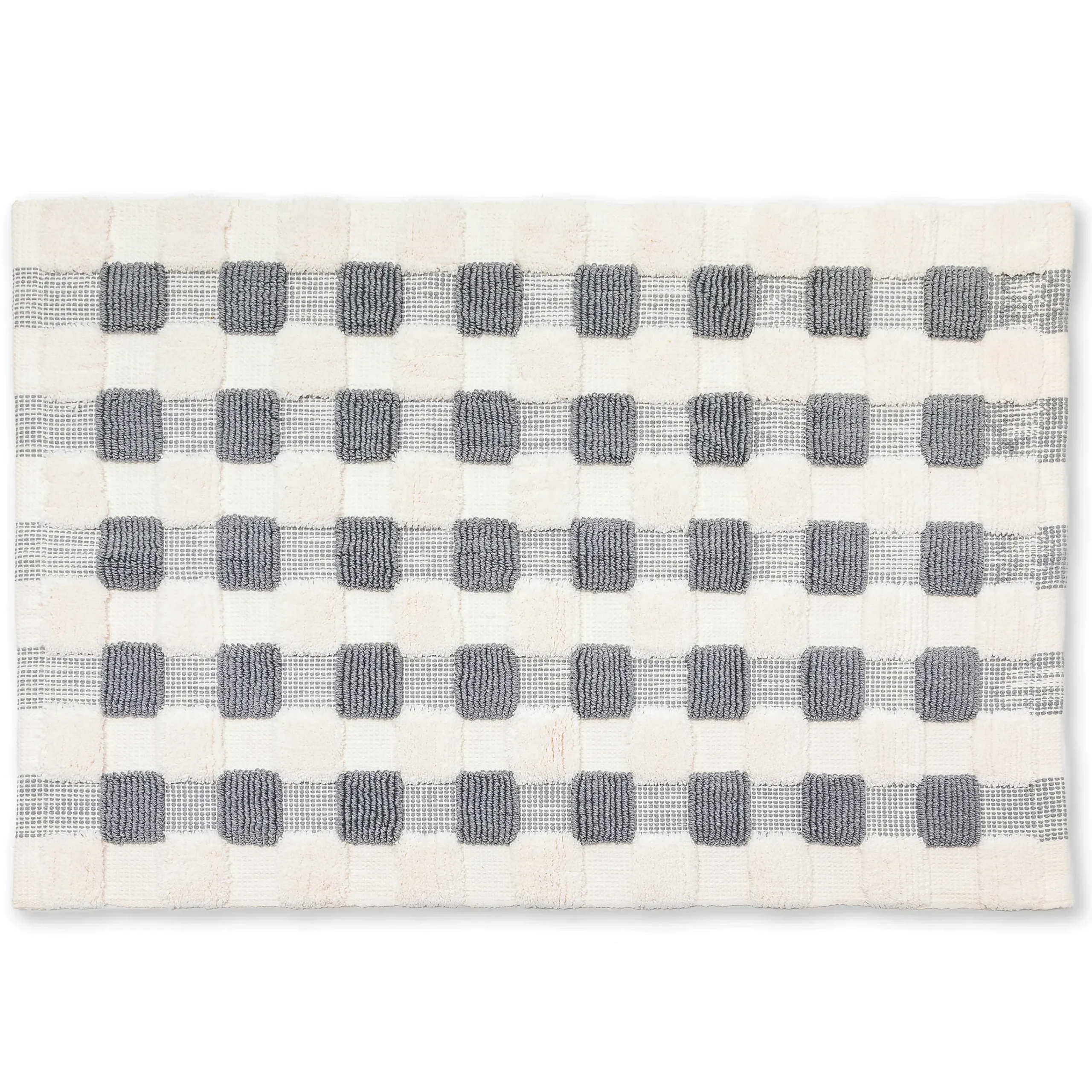 MacKenzie-Childs Texture Check Sterling White Basic Bath Rug| Bath & Bath Accessories|Rugs