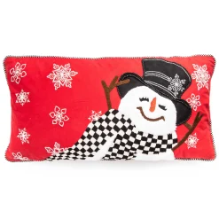 MacKenzie-Childs Top Hat Snowman Lumbar Pillow| Holiday|Pillows, Throws, & Cushions