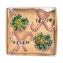 MacKenzie-Childs Tree  Candy Cane Napkin Rings, Set of 4| Holiday|Kitchen & Dining Sets