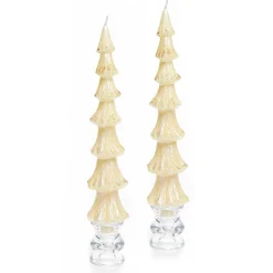 MacKenzie-Childs Tree Dinner Candles - 12 - Ivory - Set of 2| Holiday|Candles & Fragrances