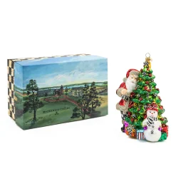 MacKenzie-Childs Treeside Santa Glass Ornament| Holiday